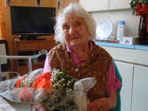 Božena Pešková při oslavě 105. narozenin